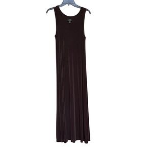 Patio Casuals Cabernet Brown Sleeveless V-Neck Slinky Maxi Dress Small Resort